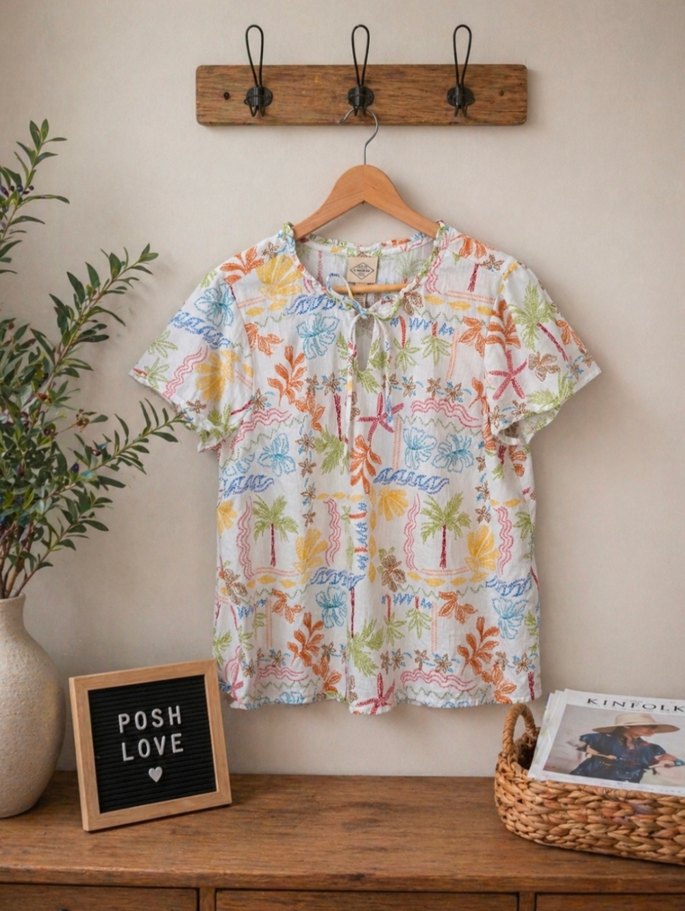 St. John's Bay | Women's Large | Lightweight Tie-Neck Blouse